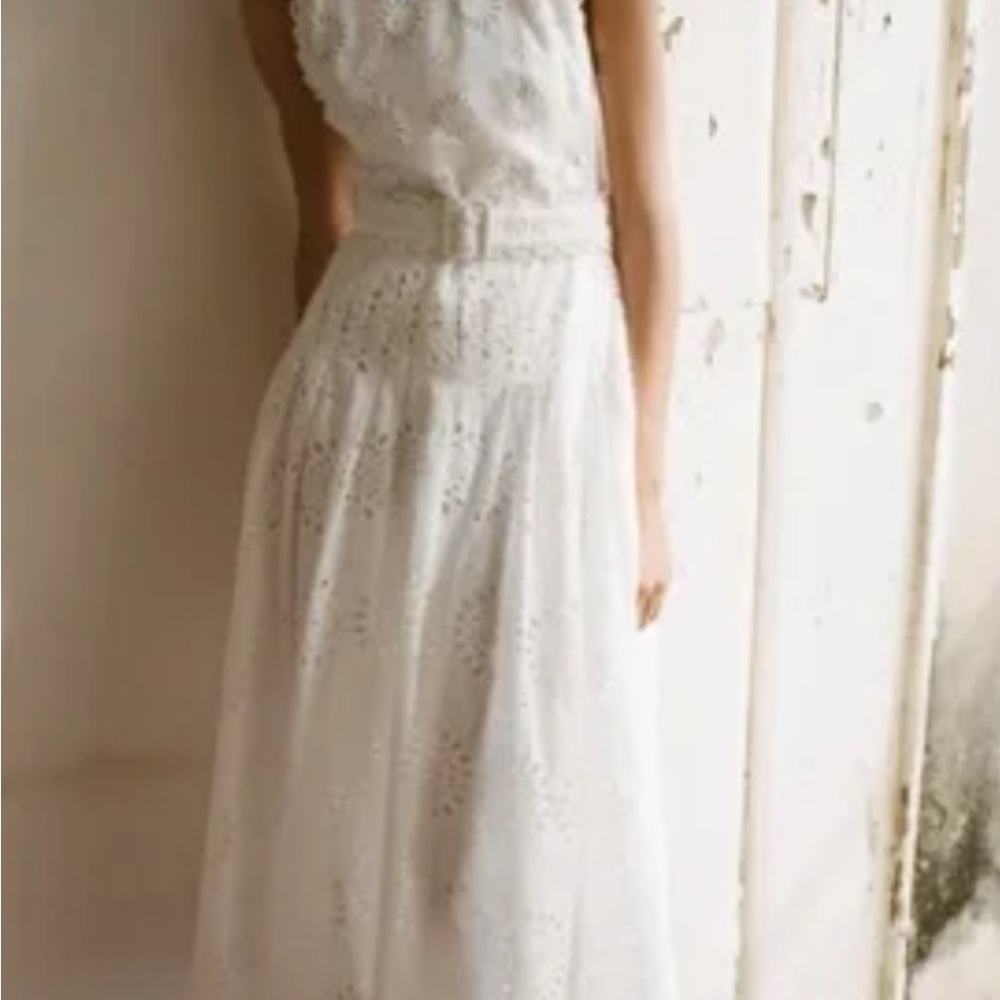 Zara White embroidered Eyelet Maxi Dress Sz XXl